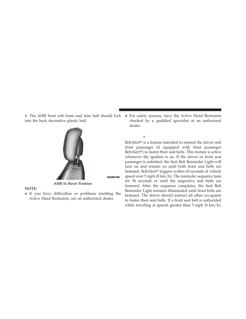 Enhanced seat belt use reminder system, Beltalert | Dodge 2011 Journey - Owner Manual User Manual | Page 60 / 557