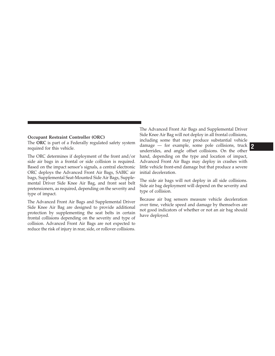 Air bag deployment sensors and controls | Dodge 2011 Journey - Owner Manual User Manual | Page 69 / 557