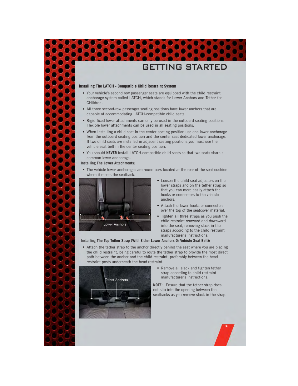 Getting started | Dodge 2011 Journey - User Guide User Manual | Page 17 / 108