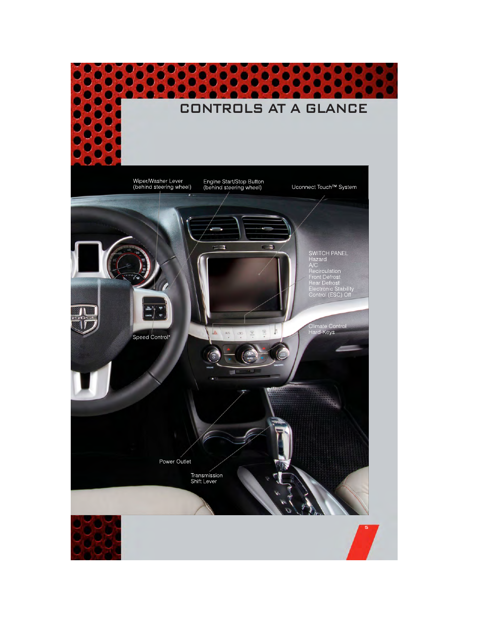 Controls at a glance | Dodge 2011 Journey - User Guide User Manual | Page 7 / 108