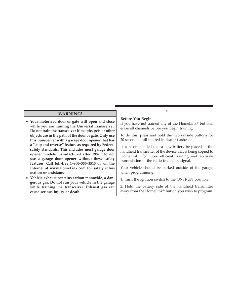 Programming homelinkĥ, Programming homelink | Dodge 2011 Nitro - Owner Manual User Manual | Page 173 / 497