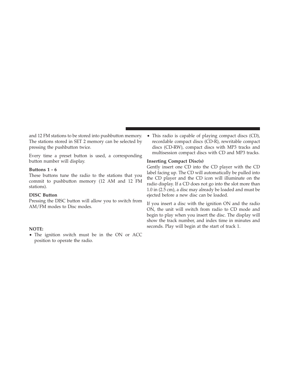 Operation instructions, Cd mode for cd and mp3 audio play | Dodge 2011 Nitro - Owner Manual User Manual | Page 253 / 497