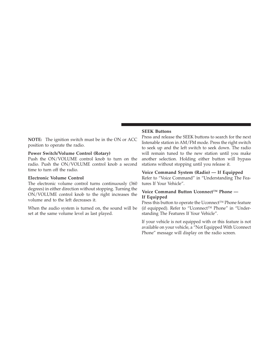 Operating instructions — radio mode | Dodge 2011 Nitro - Owner Manual User Manual | Page 259 / 497