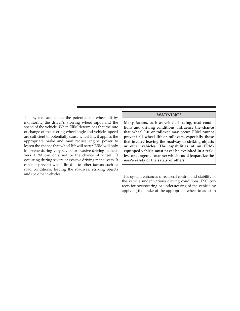 Electronic roll mitigation (erm), Electronic stability control (esc) | Dodge 2011 Nitro - Owner Manual User Manual | Page 319 / 497