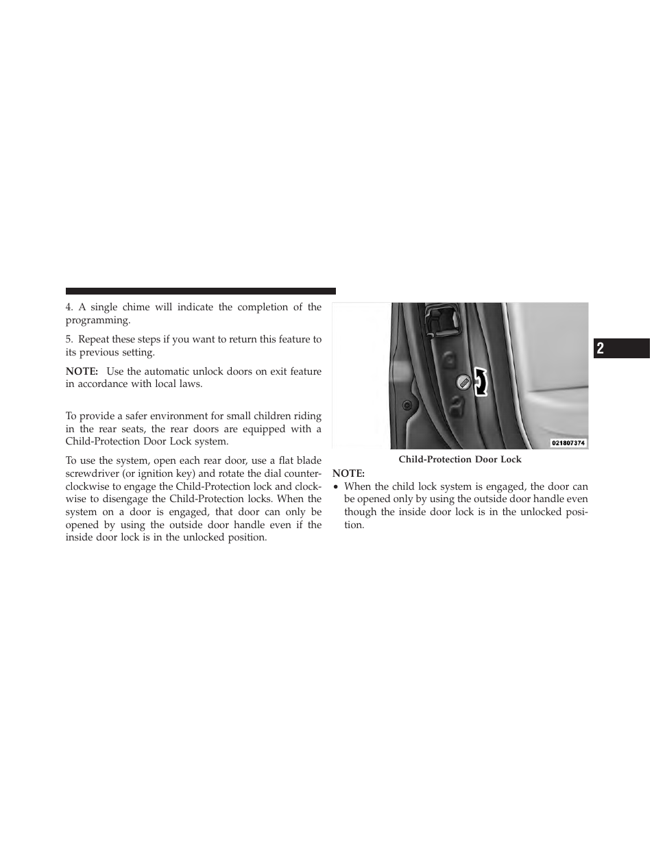 Child-protection door lock system — rear doors, Child-protection door lock system, Rear doors | Dodge 2011 Nitro - Owner Manual User Manual | Page 36 / 497