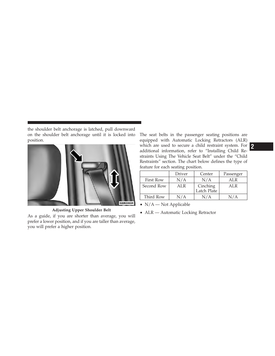 Seat belts in passenger seating positions | Dodge 2011 Nitro - Owner Manual User Manual | Page 52 / 497