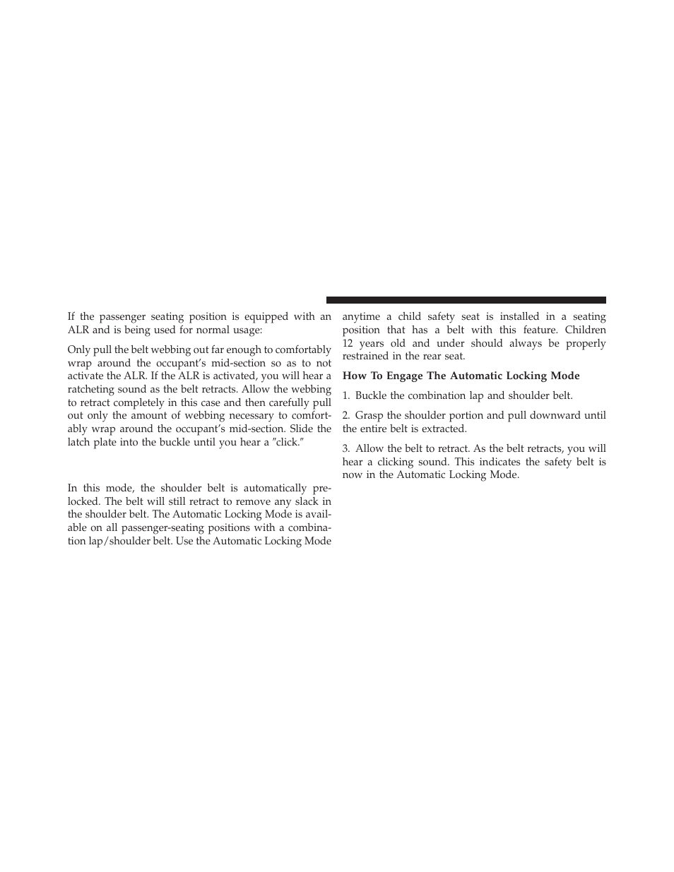 Automatic locking retractor mode (alr), If equipped | Dodge 2011 Nitro - Owner Manual User Manual | Page 53 / 497