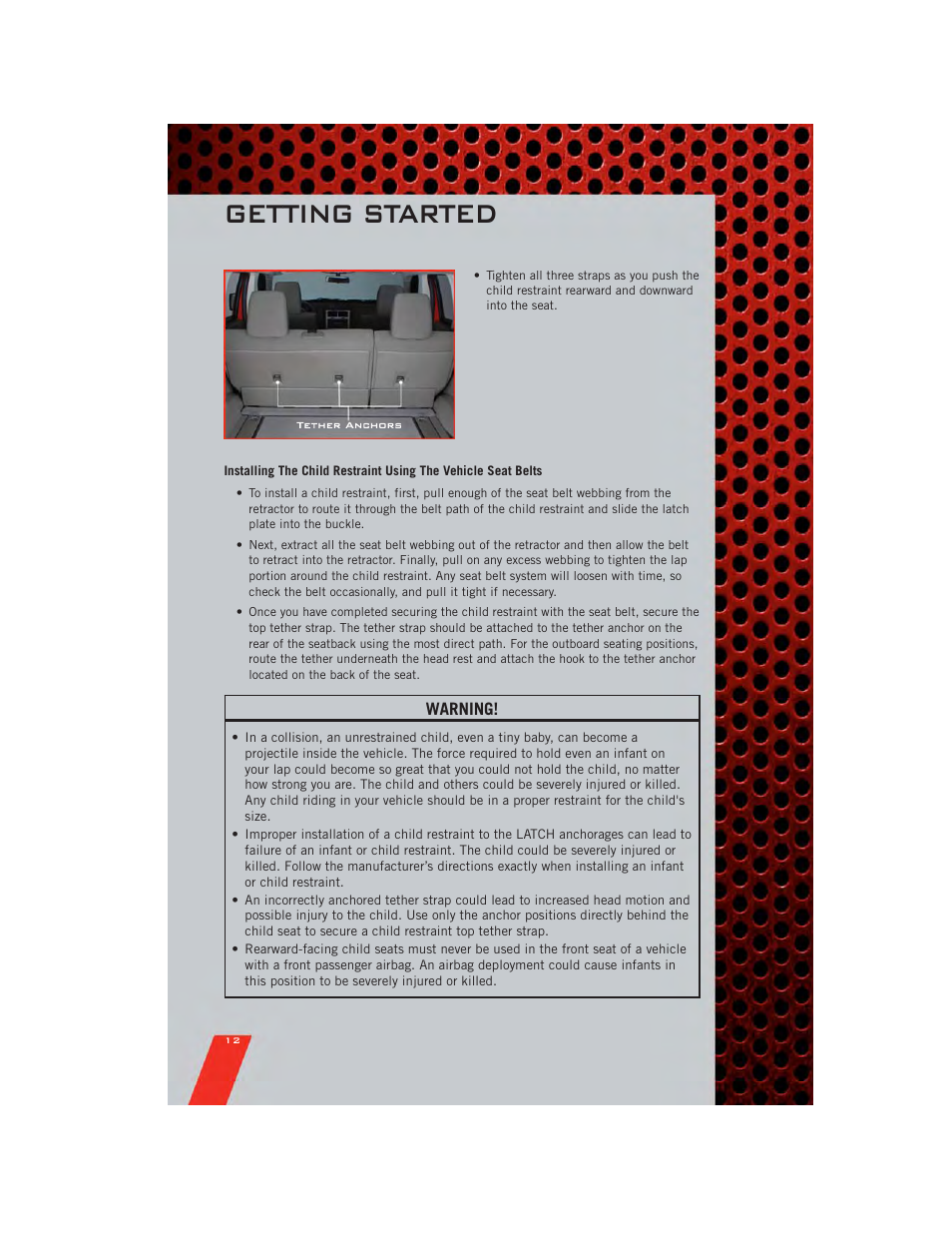 Getting started | Dodge 2011 Nitro - User Guide User Manual | Page 14 / 84