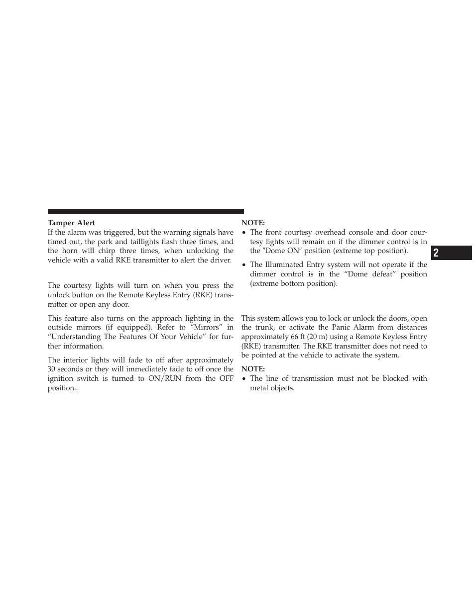 Illuminated entry — if equipped, Remote keyless entry (rke) — if equipped | Dodge 2012 Avenger - Owner Manual User Manual | Page 23 / 514