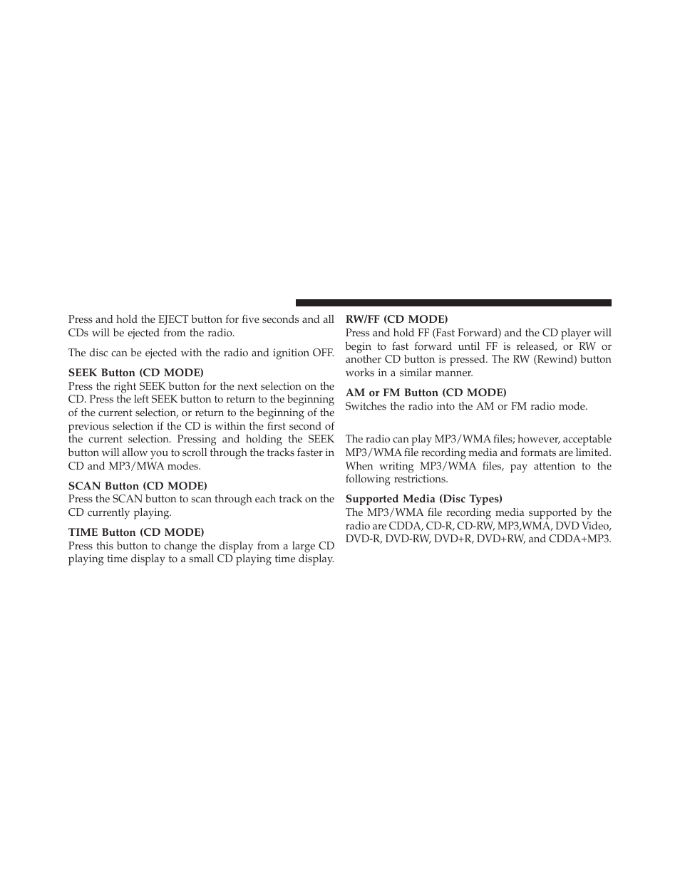 Notes on playing mp3/wma files | Dodge 2012 Avenger - Owner Manual User Manual | Page 236 / 514