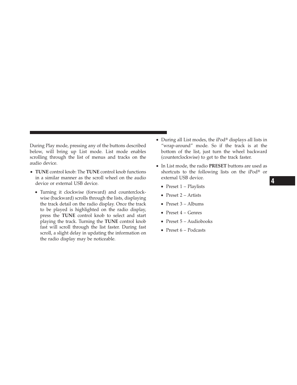 List or browse mode | Dodge 2012 Avenger - Owner Manual User Manual | Page 275 / 514