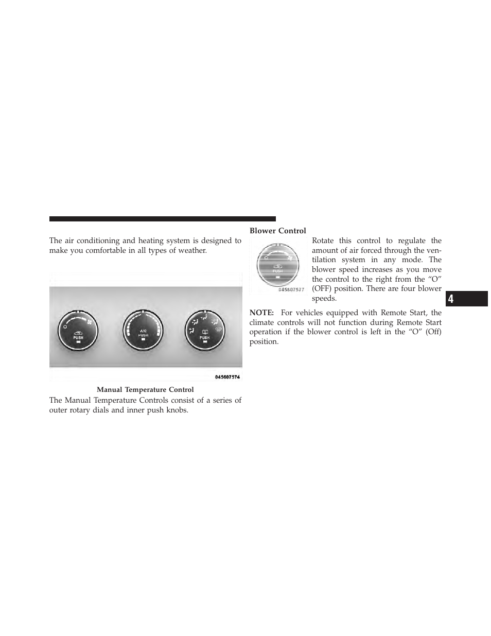 Climate controls, Manual heating and air conditioning | Dodge 2012 Avenger - Owner Manual User Manual | Page 281 / 514