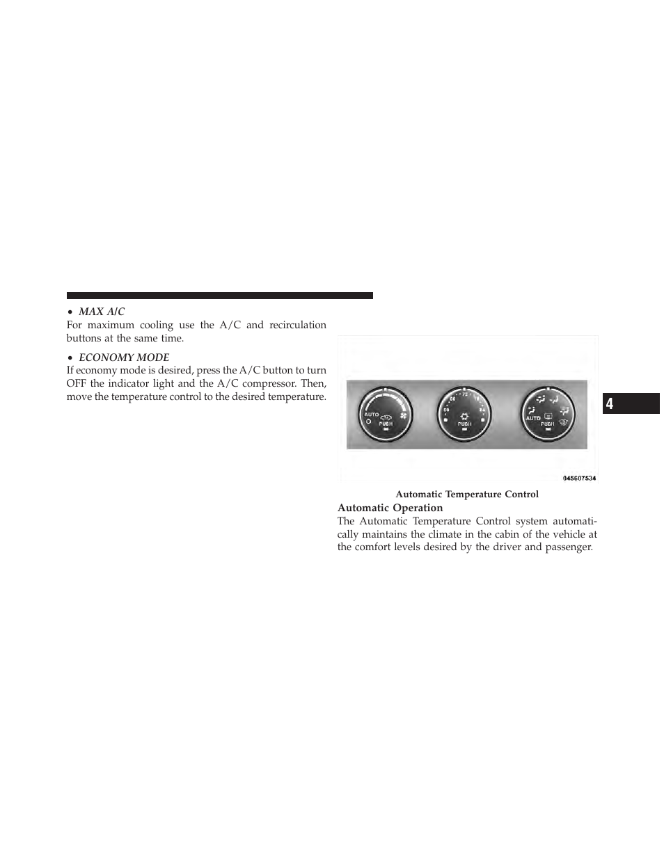 Automatic temperature control (atc) — if equipped, Automatic temperature control (atc), If equipped | Dodge 2012 Avenger - Owner Manual User Manual | Page 285 / 514