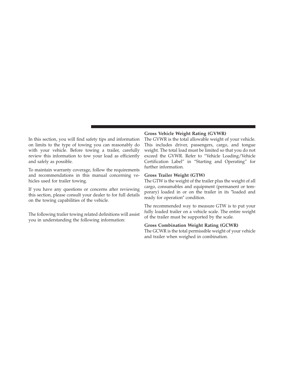 Trailer towing, Common towing definitions | Dodge 2012 Avenger - Owner Manual User Manual | Page 380 / 514