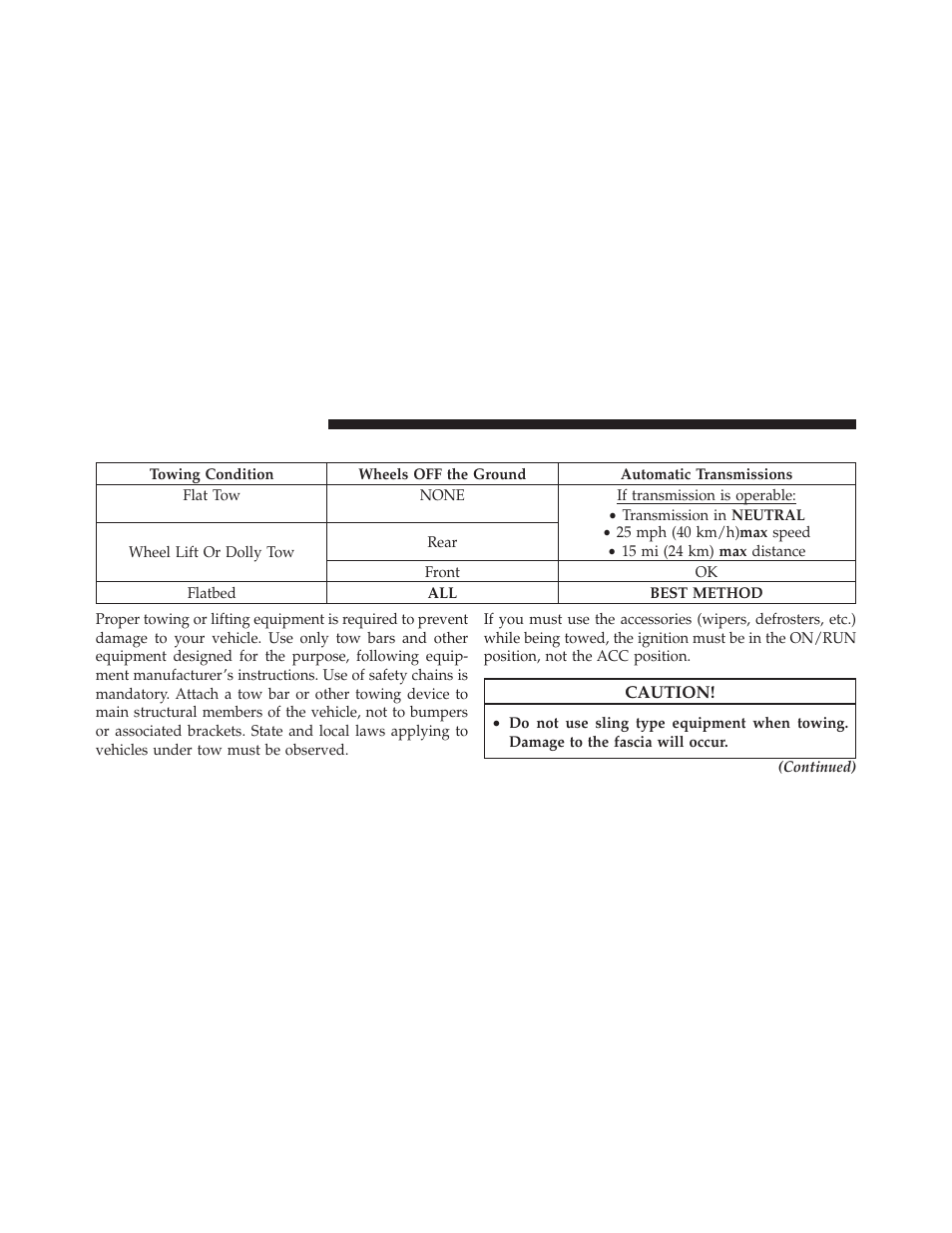 Towing a disabled vehicle | Dodge 2012 Avenger - Owner Manual User Manual | Page 414 / 514