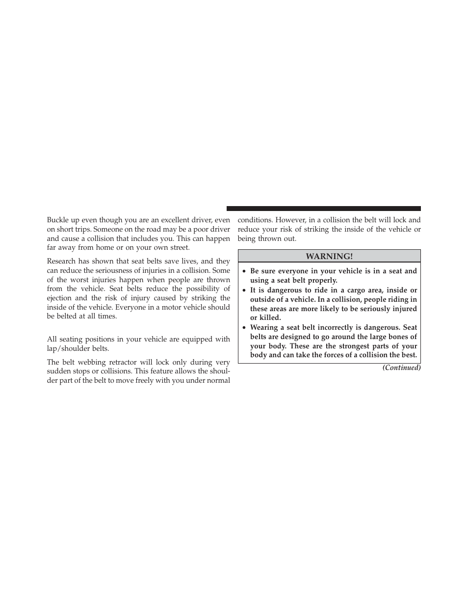 Lap/shoulder belts | Dodge 2012 Avenger - Owner Manual User Manual | Page 46 / 514