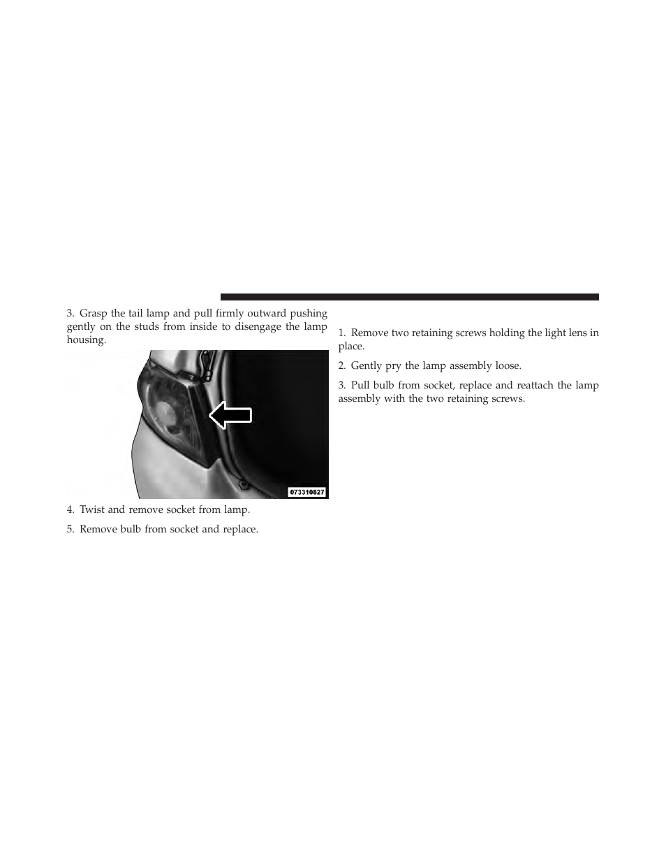 License plate lamp | Dodge 2012 Avenger - Owner Manual User Manual | Page 464 / 514