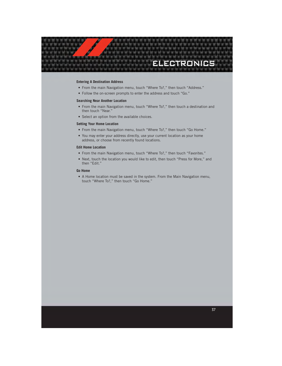 Electronics | Dodge 2012 Avenger - User Guide User Manual | Page 39 / 108