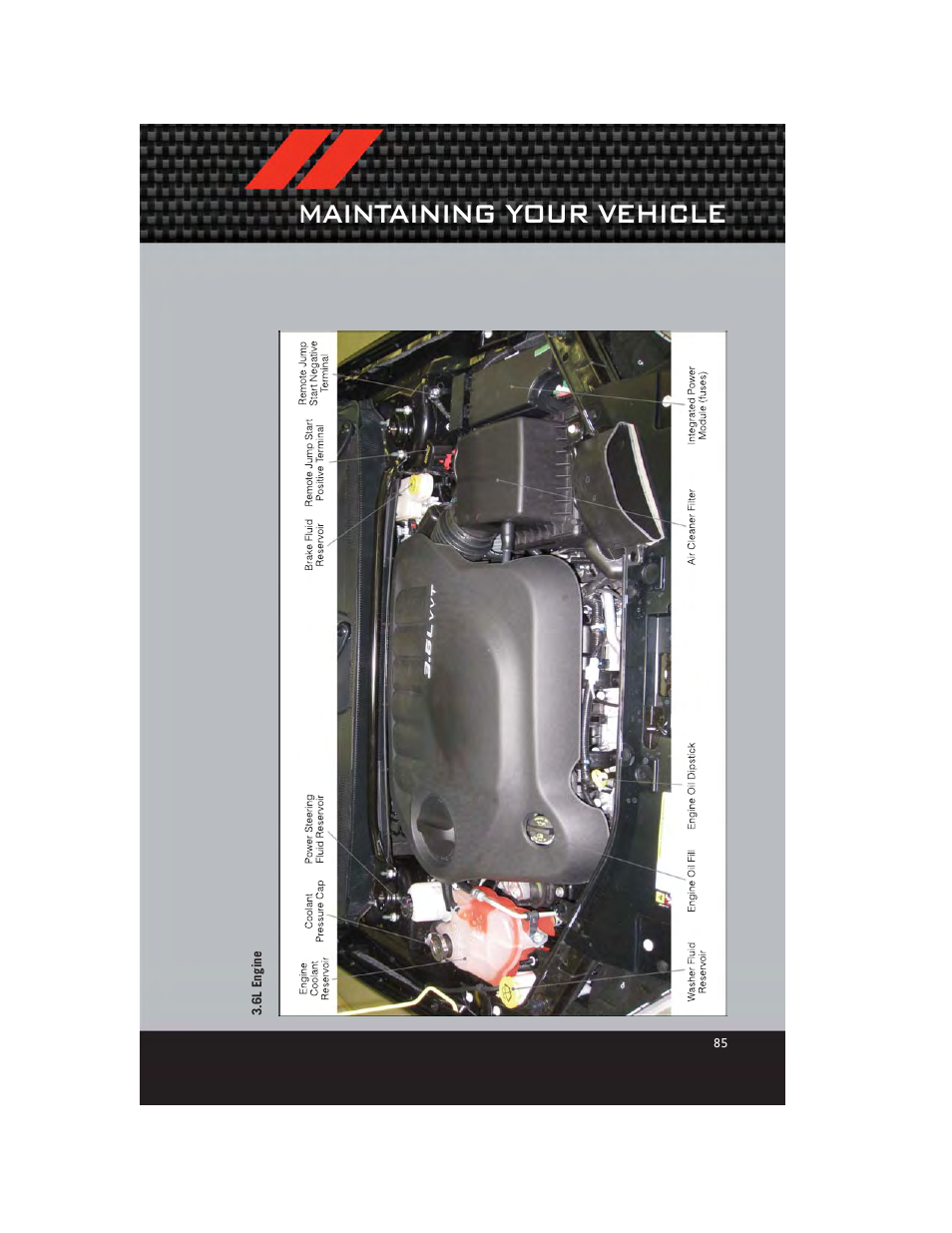 6l engine, Maintaining your vehicle | Dodge 2012 Avenger - User Guide User Manual | Page 87 / 108