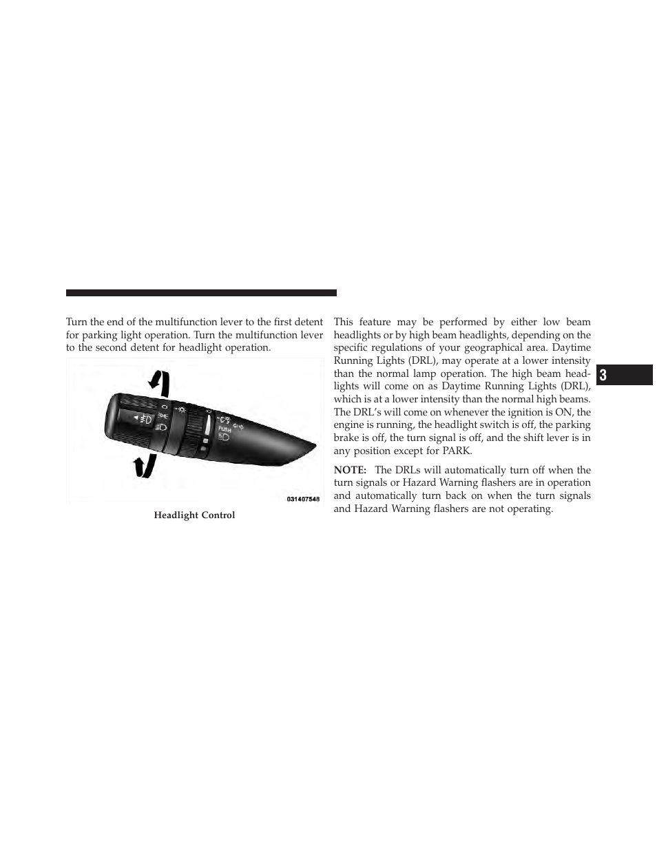 Headlights and parking lights, Daytime running lights — if equipped | Dodge 2012 Caliber - Owner Manual User Manual | Page 155 / 506