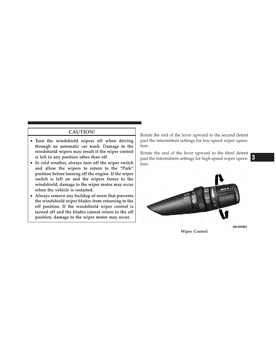 Windshield wiper operation | Dodge 2012 Caliber - Owner Manual User Manual | Page 161 / 506