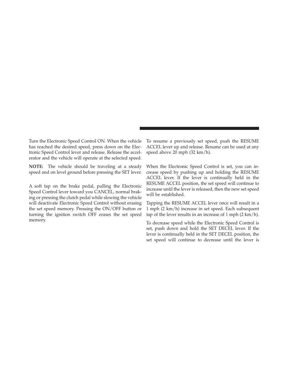 To set a desired speed, To deactivate, To resume speed | To vary the speed setting | Dodge 2012 Caliber - Owner Manual User Manual | Page 166 / 506