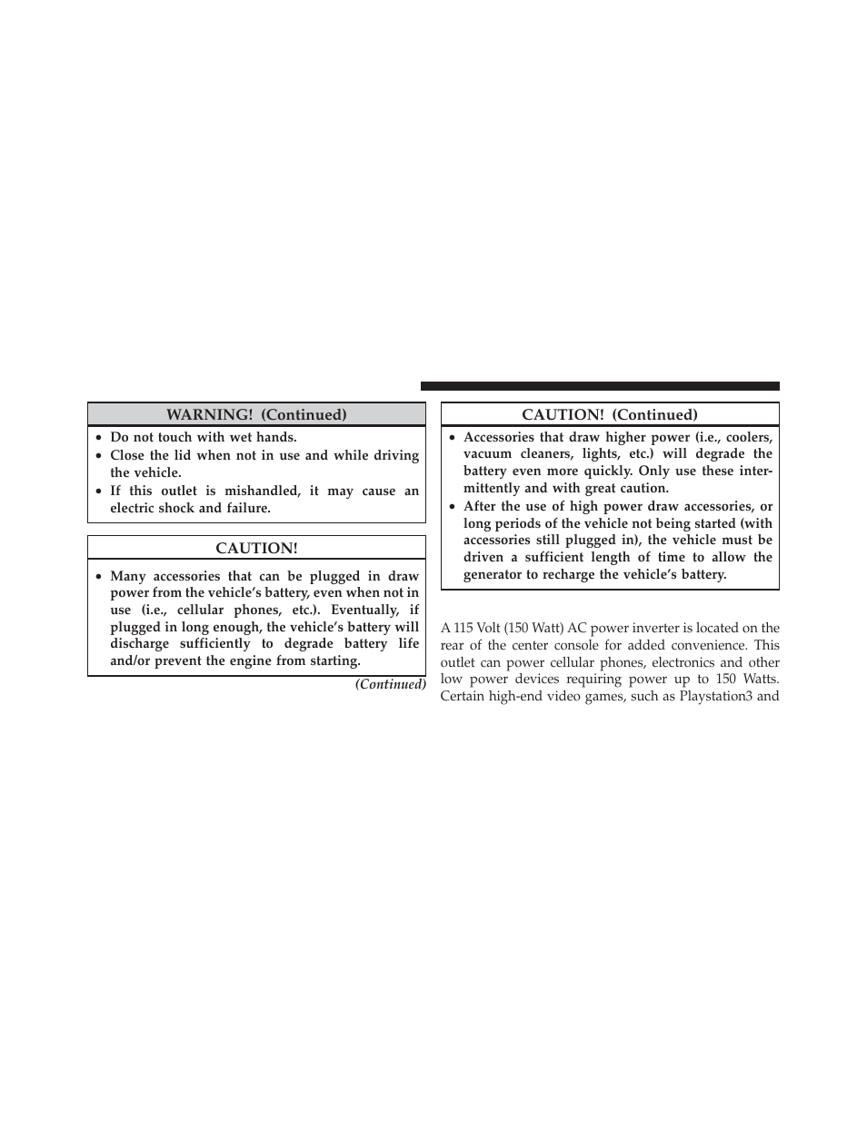 Power inverter — if equipped | Dodge 2012 Caliber - Owner Manual User Manual | Page 182 / 506