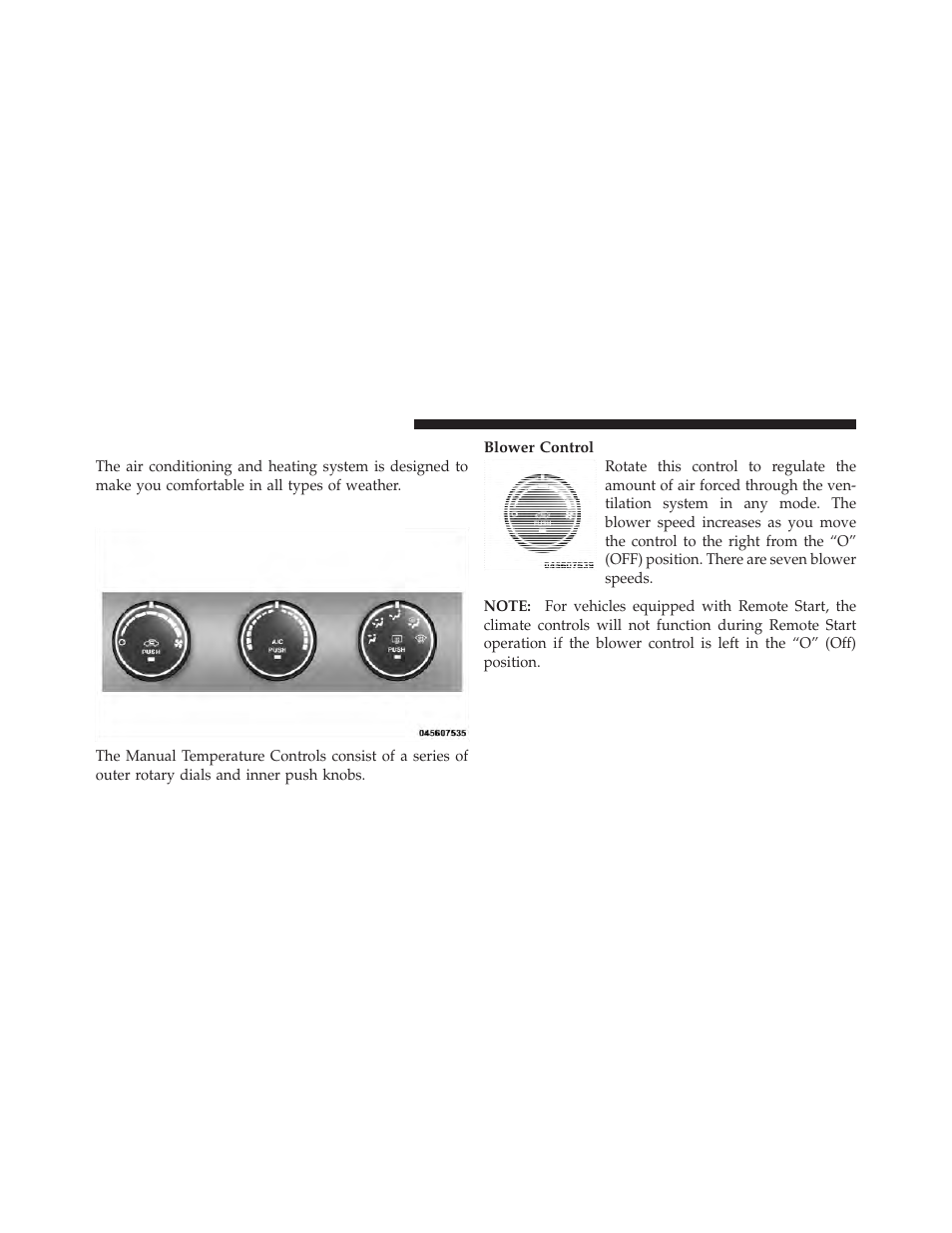 Climate controls, Manual heating and air conditioning | Dodge 2012 Caliber - Owner Manual User Manual | Page 282 / 506