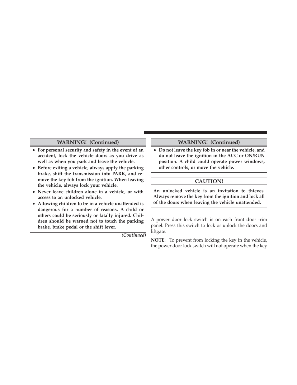Power door locks | Dodge 2012 Caliber - Owner Manual User Manual | Page 32 / 506