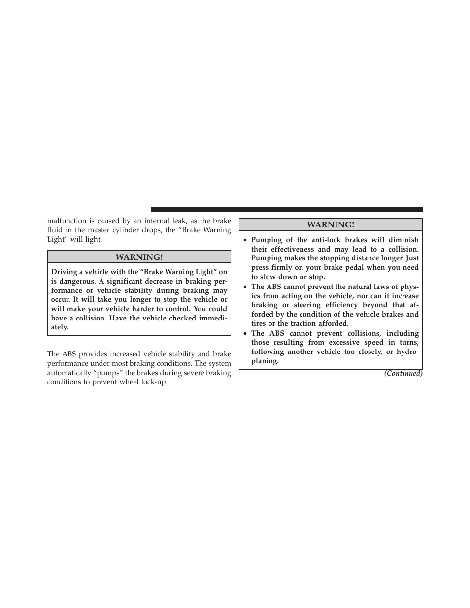 Anti-lock brake system (abs) | Dodge 2012 Caliber - Owner Manual User Manual | Page 324 / 506