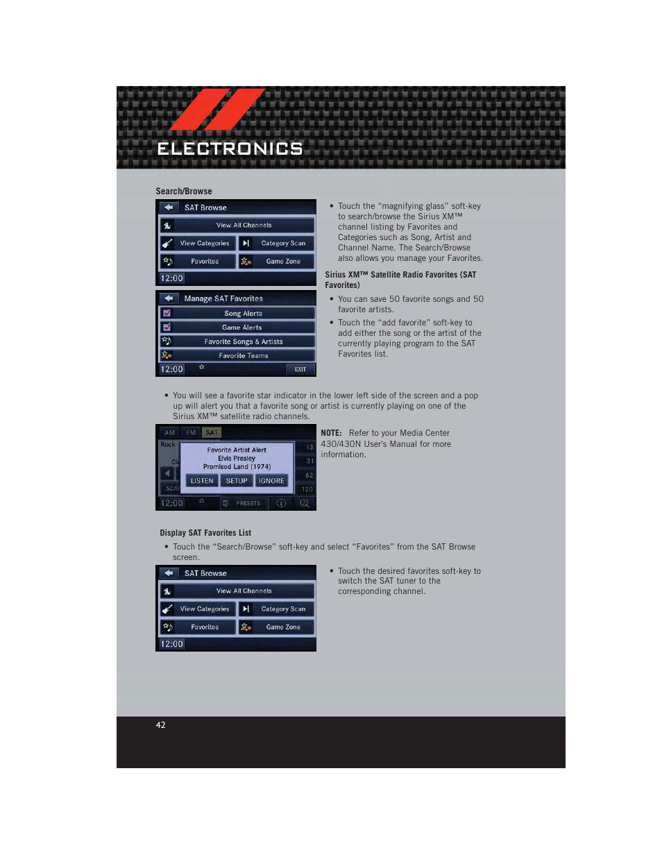 Search/browse, Electronics | Dodge 2012 Caliber - User Guide User Manual | Page 44 / 100
