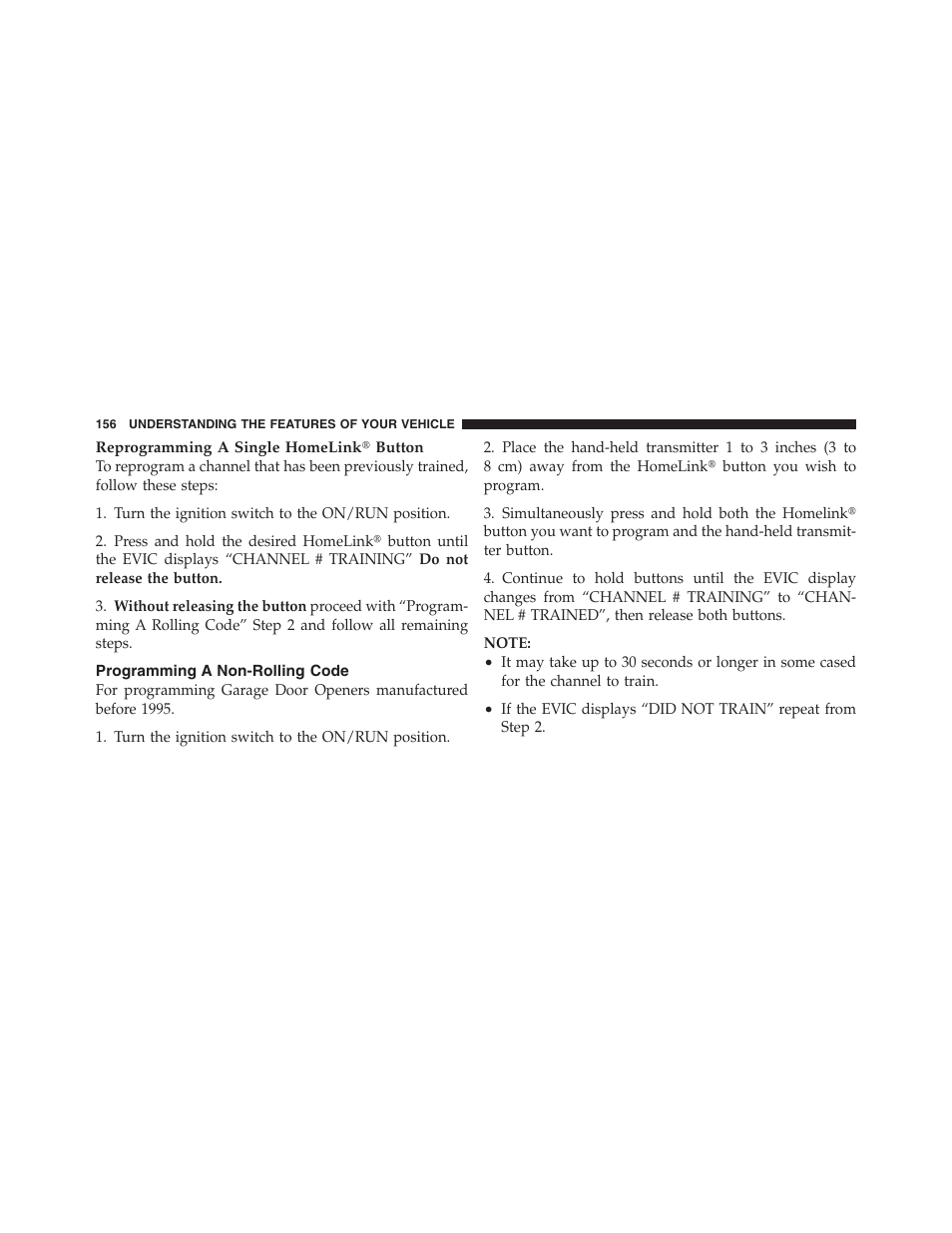 Programming a non-rolling code | Dodge 2012 Challenger - Owner Manual User Manual | Page 158 / 494