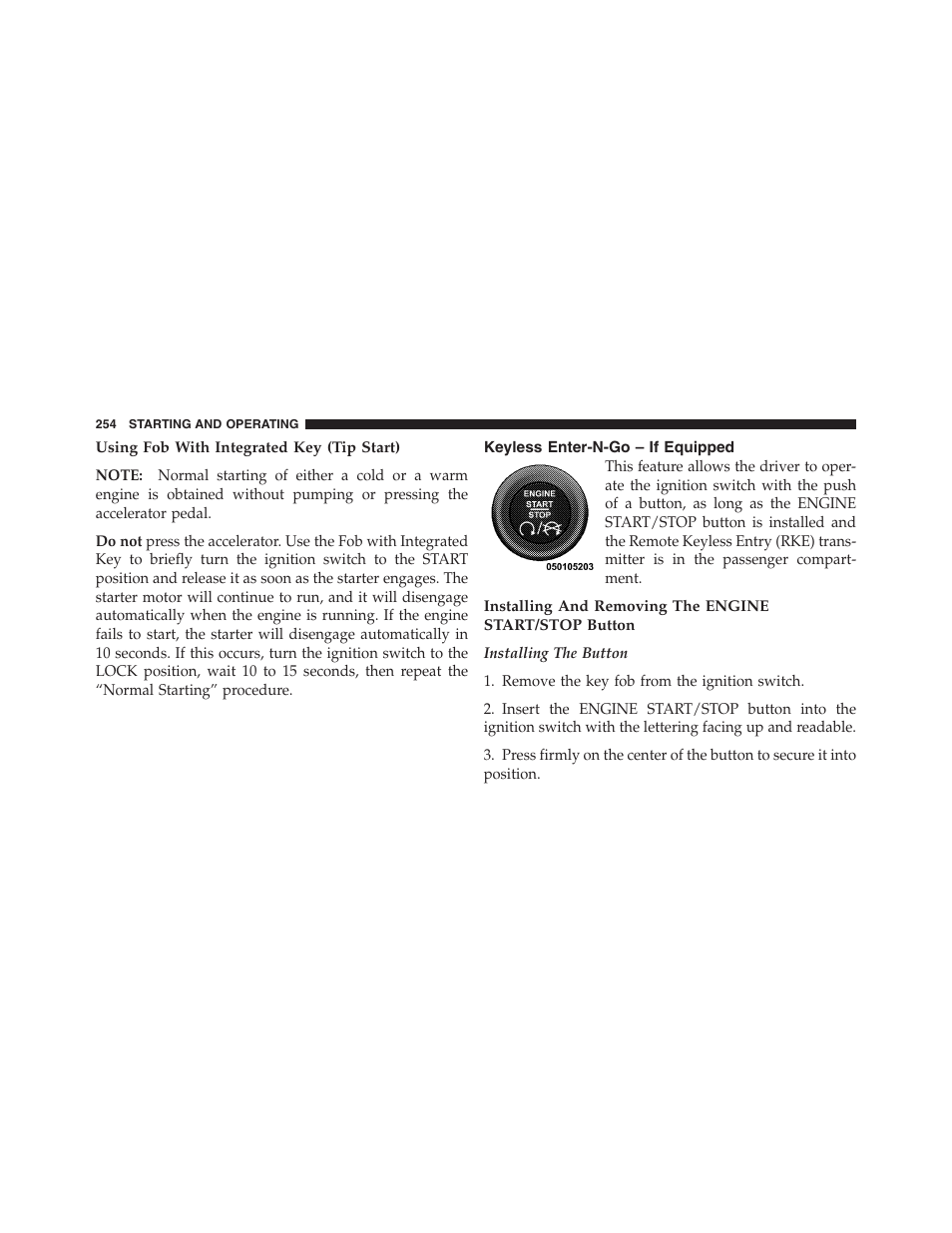 Keyless enter-n-go – if equipped | Dodge 2012 Challenger - Owner Manual User Manual | Page 256 / 494