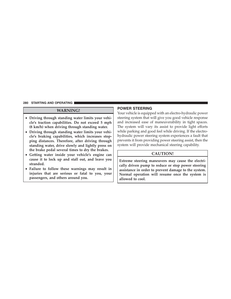 Power steering | Dodge 2012 Challenger - Owner Manual User Manual | Page 282 / 494