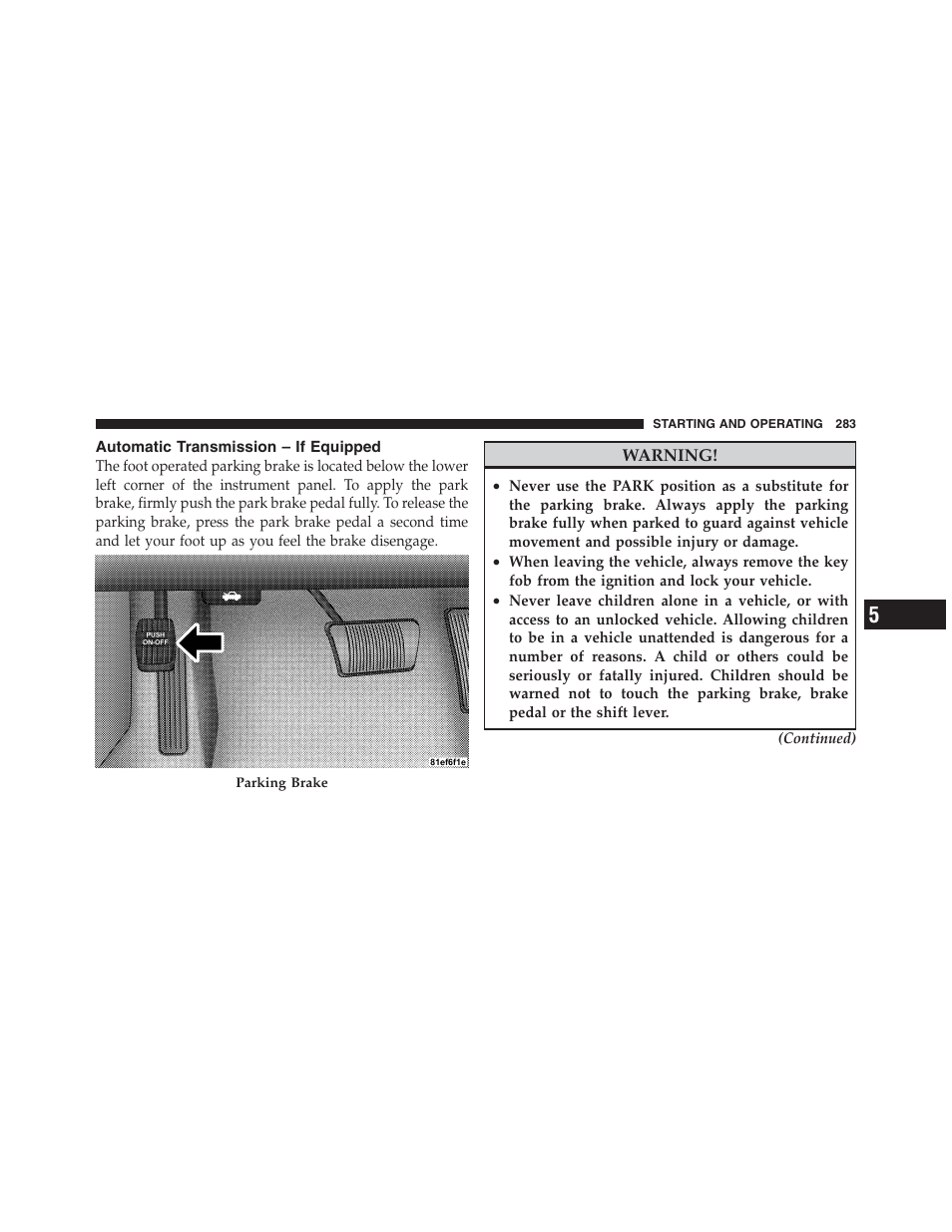 Automatic transmission – if equipped | Dodge 2012 Challenger - Owner Manual User Manual | Page 285 / 494