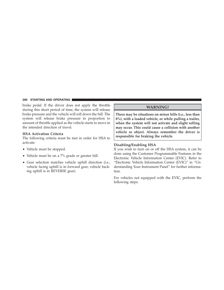 Dodge 2012 Challenger - Owner Manual User Manual | Page 292 / 494