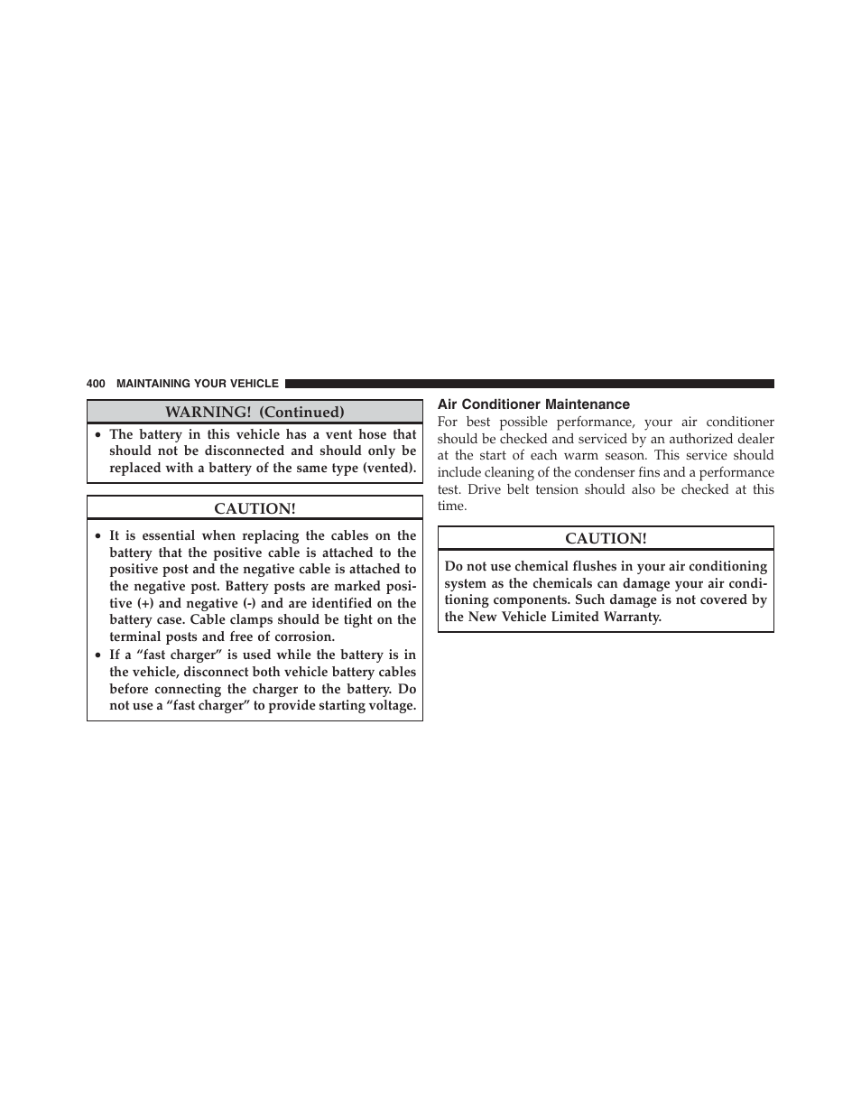 Air conditioner maintenance | Dodge 2012 Challenger - Owner Manual User Manual | Page 402 / 494