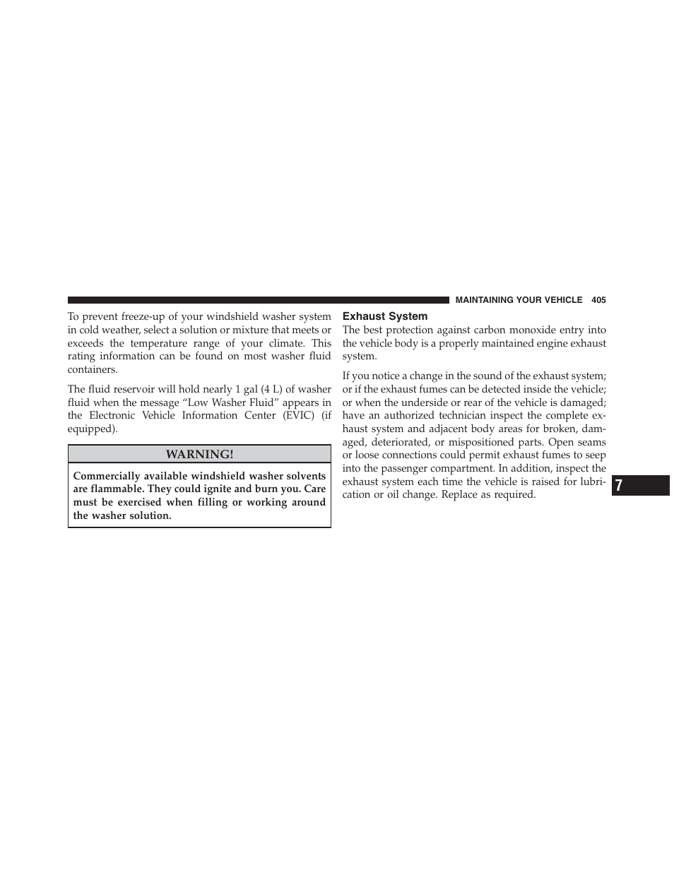 Exhaust system | Dodge 2012 Challenger - Owner Manual User Manual | Page 407 / 494