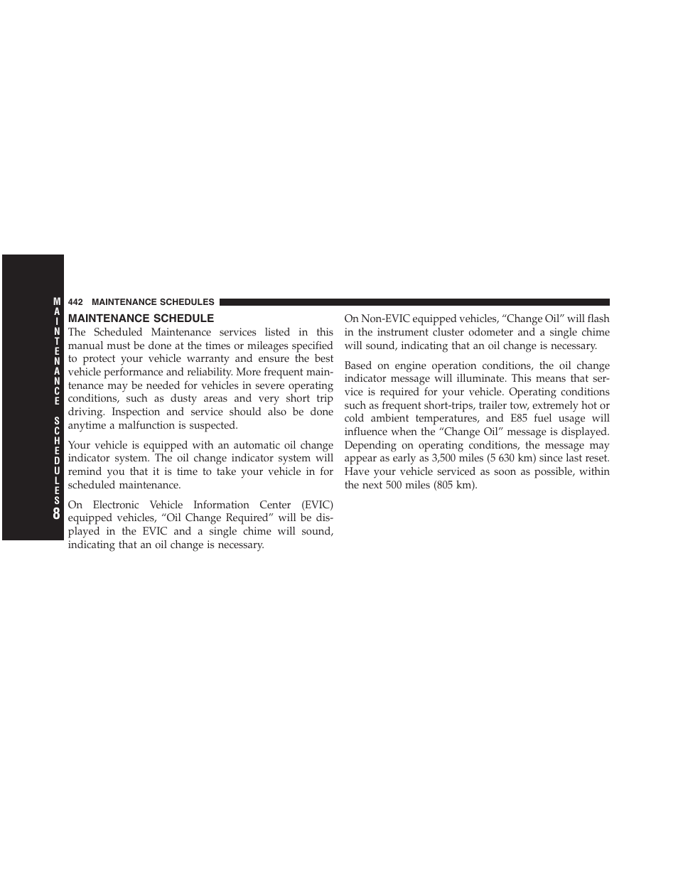 Maintenance schedule | Dodge 2012 Challenger - Owner Manual User Manual | Page 444 / 494