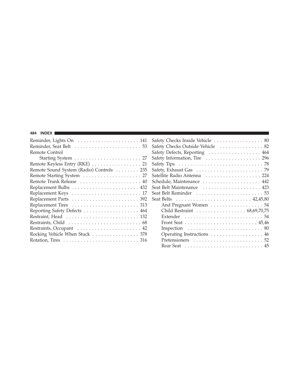 Dodge 2012 Challenger - Owner Manual User Manual | Page 486 / 494