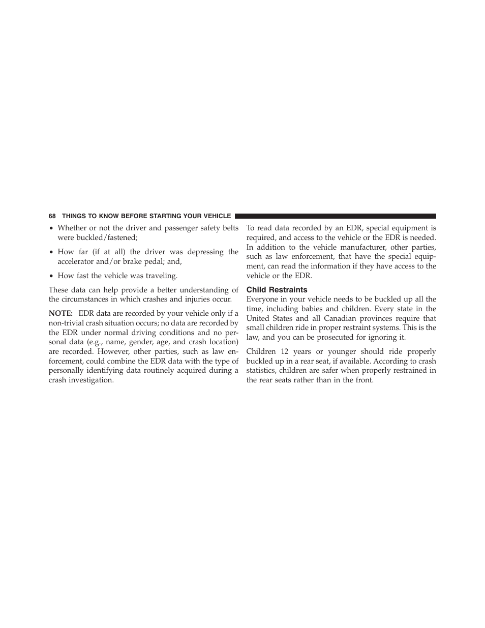 Child restraints | Dodge 2012 Challenger - Owner Manual User Manual | Page 70 / 494