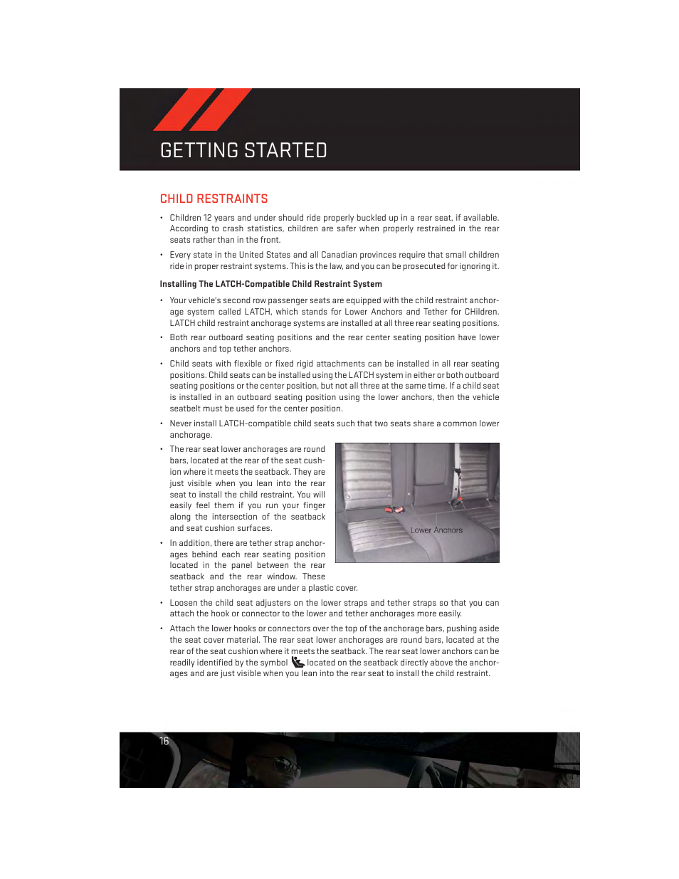 Child restraints, Getting started | Dodge 2012 Challenger-SRT - User Guide User Manual | Page 18 / 132
