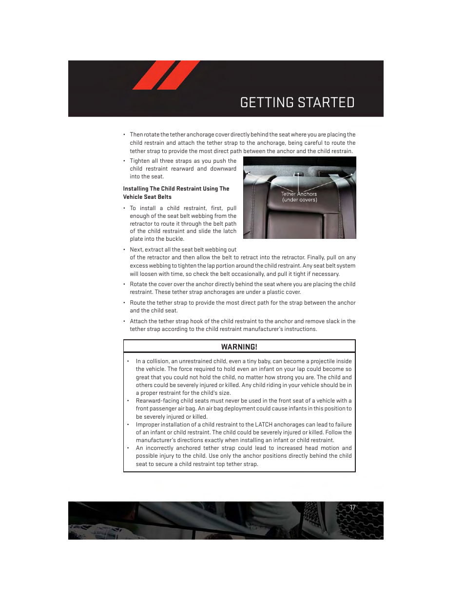 Getting started | Dodge 2012 Challenger-SRT - User Guide User Manual | Page 19 / 132