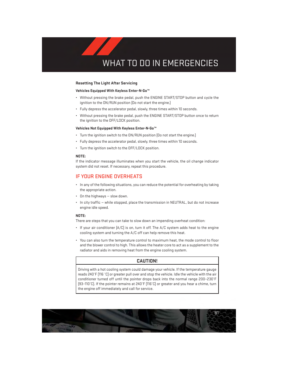 If your engine overheats, What to do in emergencies | Dodge 2012 Challenger-SRT - User Guide User Manual | Page 83 / 132