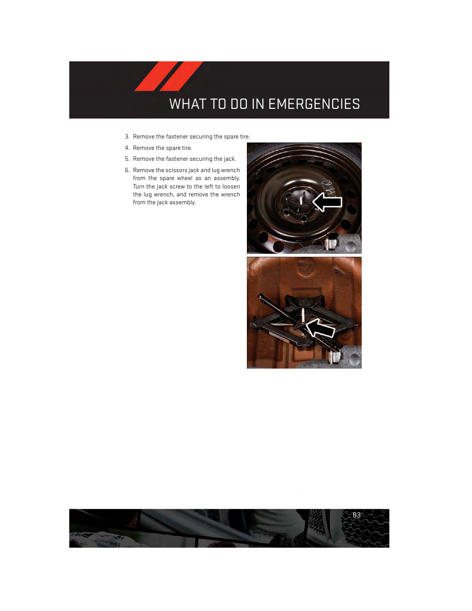 What to do in emergencies | Dodge 2012 Challenger-SRT - User Guide User Manual | Page 85 / 132