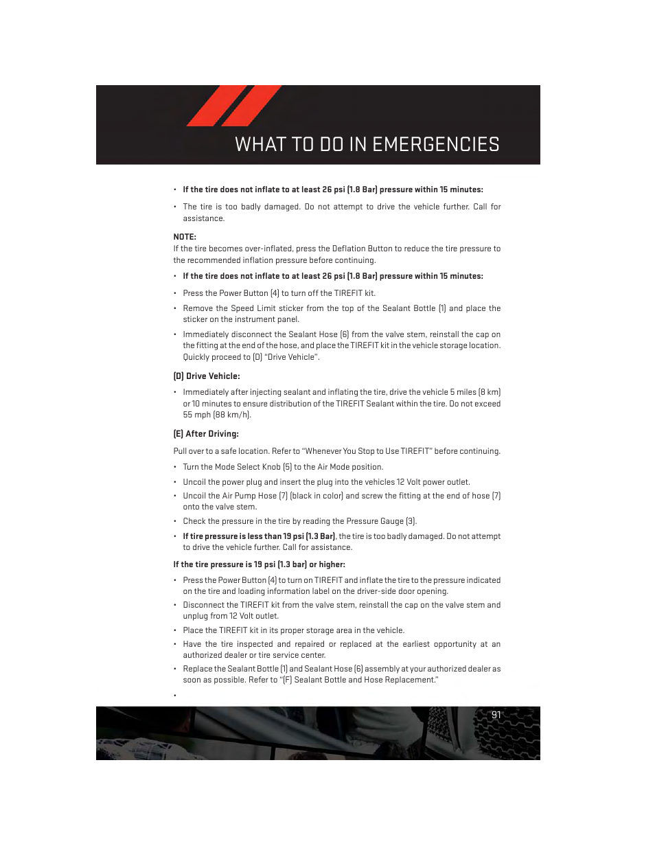 What to do in emergencies | Dodge 2012 Challenger-SRT - User Guide User Manual | Page 93 / 132