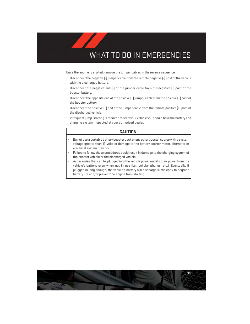 What to do in emergencies | Dodge 2012 Challenger-SRT - User Guide User Manual | Page 97 / 132