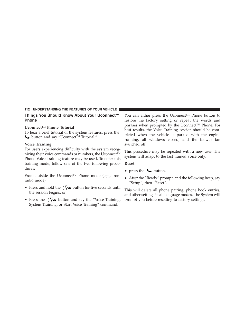 Things you should know about your uconnect™ phone, Things you should know about your, Uconnect™ phone | Dodge 2012 Challenger-SRT - Owner Manual User Manual | Page 114 / 471