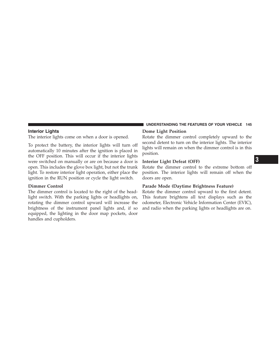 Interior lights | Dodge 2012 Challenger-SRT - Owner Manual User Manual | Page 147 / 471