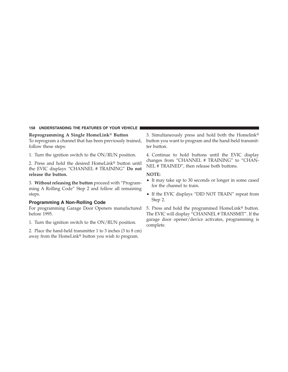 Programming a non-rolling code | Dodge 2012 Challenger-SRT - Owner Manual User Manual | Page 160 / 471